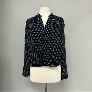 BCBG Mini Floral Print Blouse in Black/White